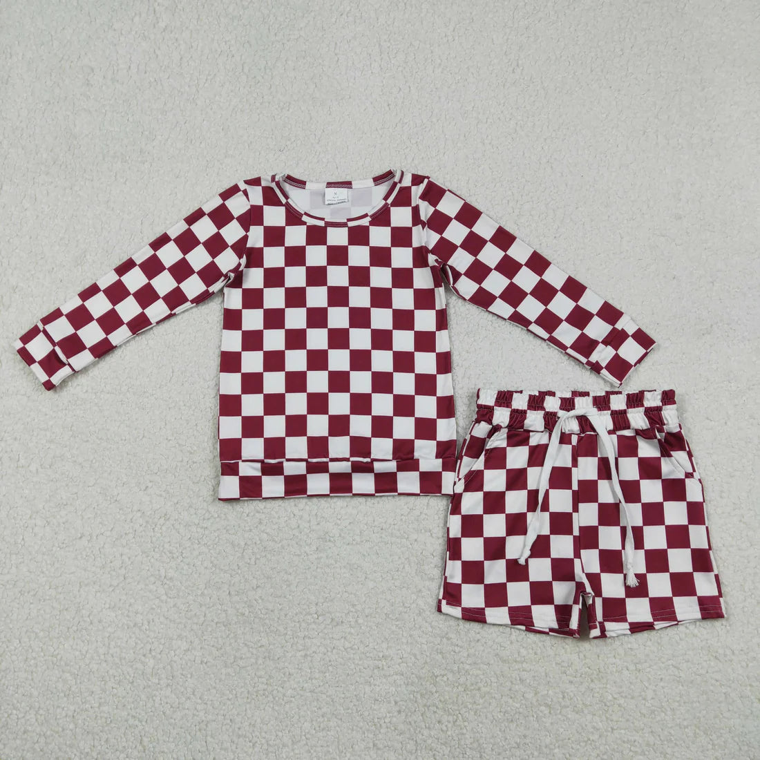 Sibling Baby Girls Checked Long Sleeve Top with Shorts Outfit