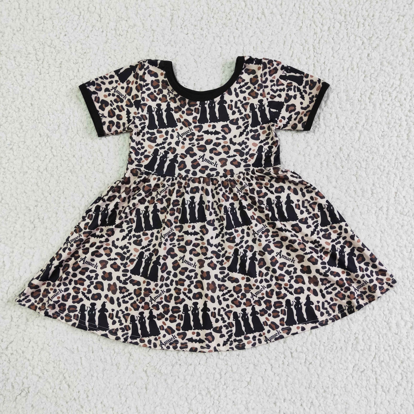 GSD0105 Halloween Short Sleeve Leopard Dress