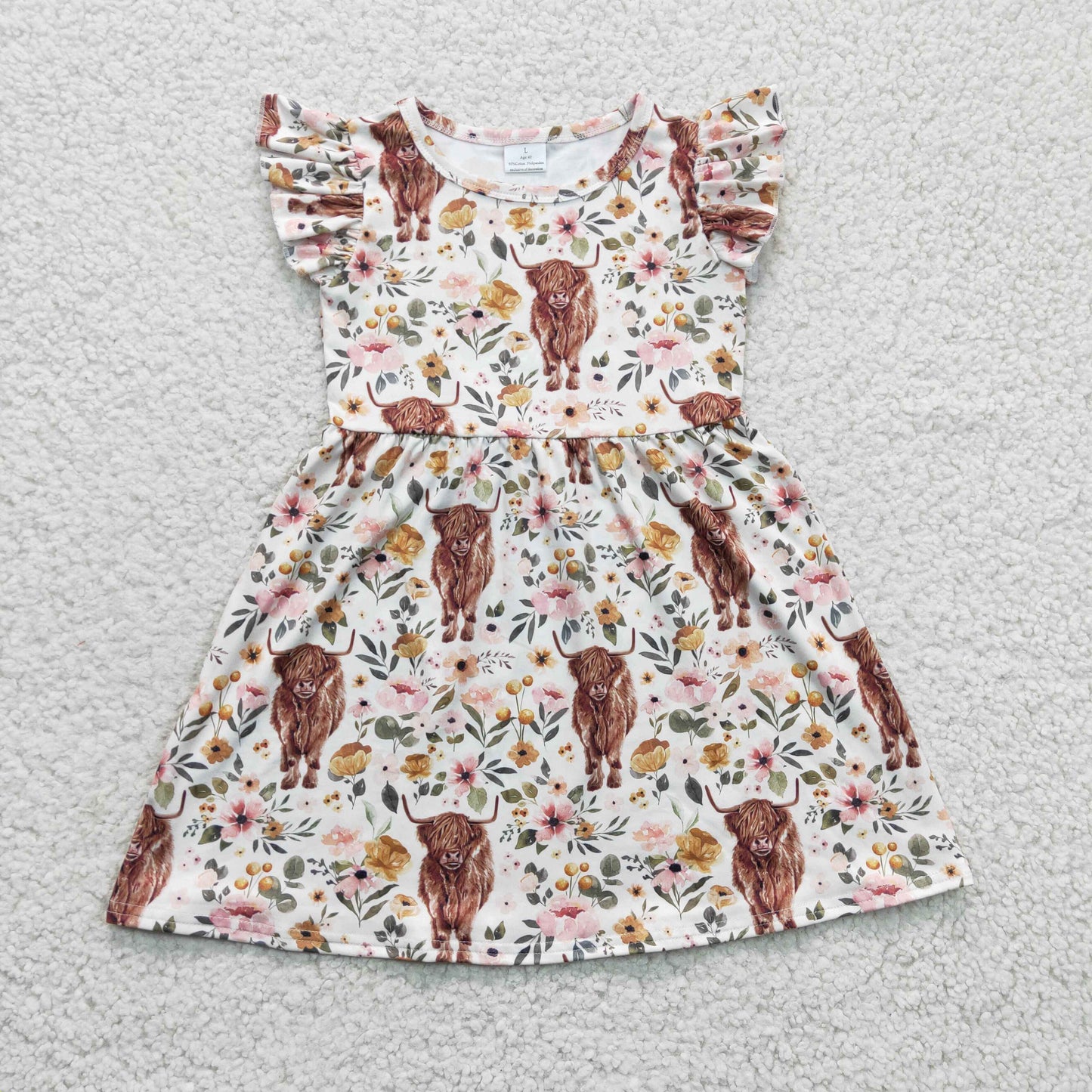 Baby Girls Summer Highland Cow Floral Dress