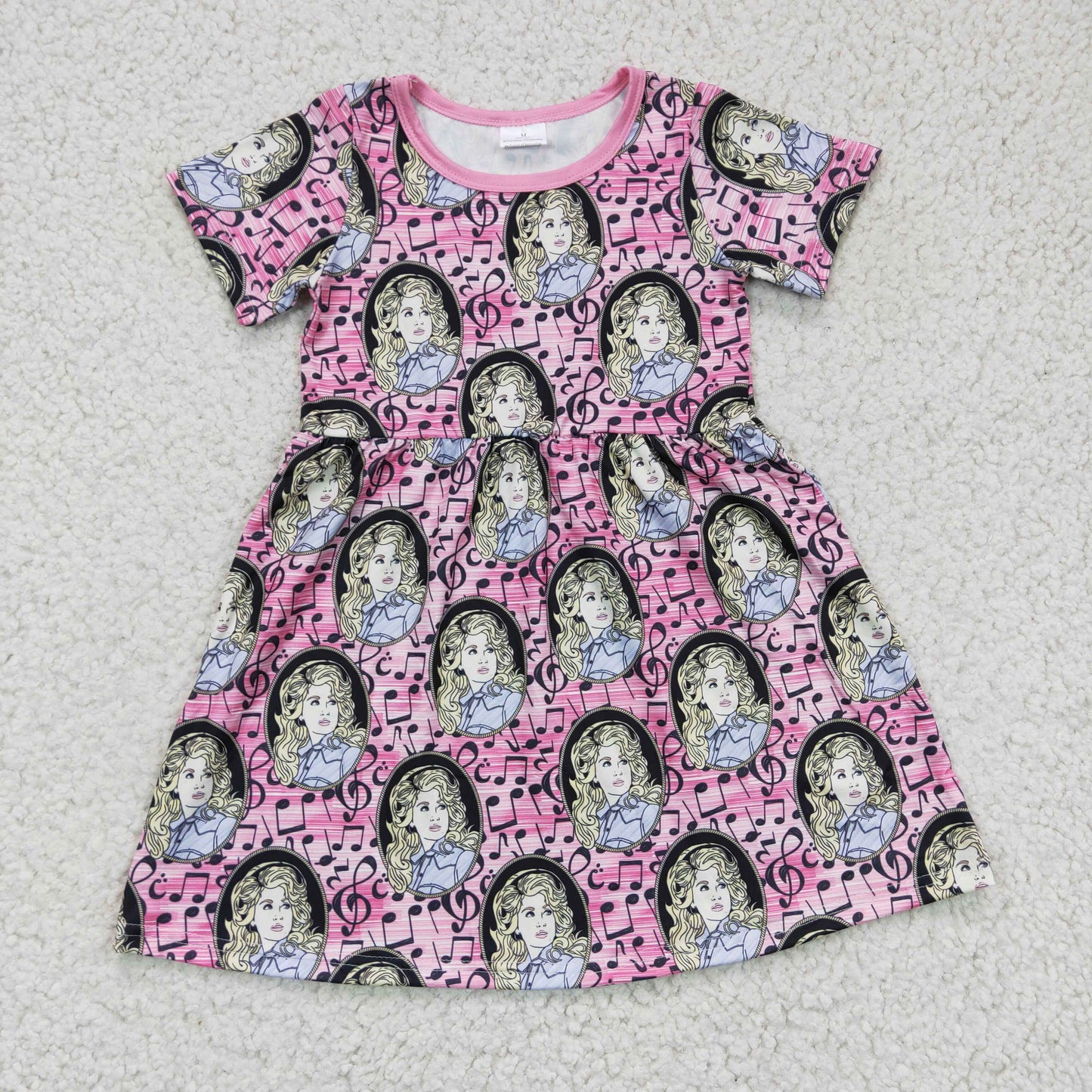 GSD0180 Bay Girls Fashion Singer Print Short Sleeve Dress