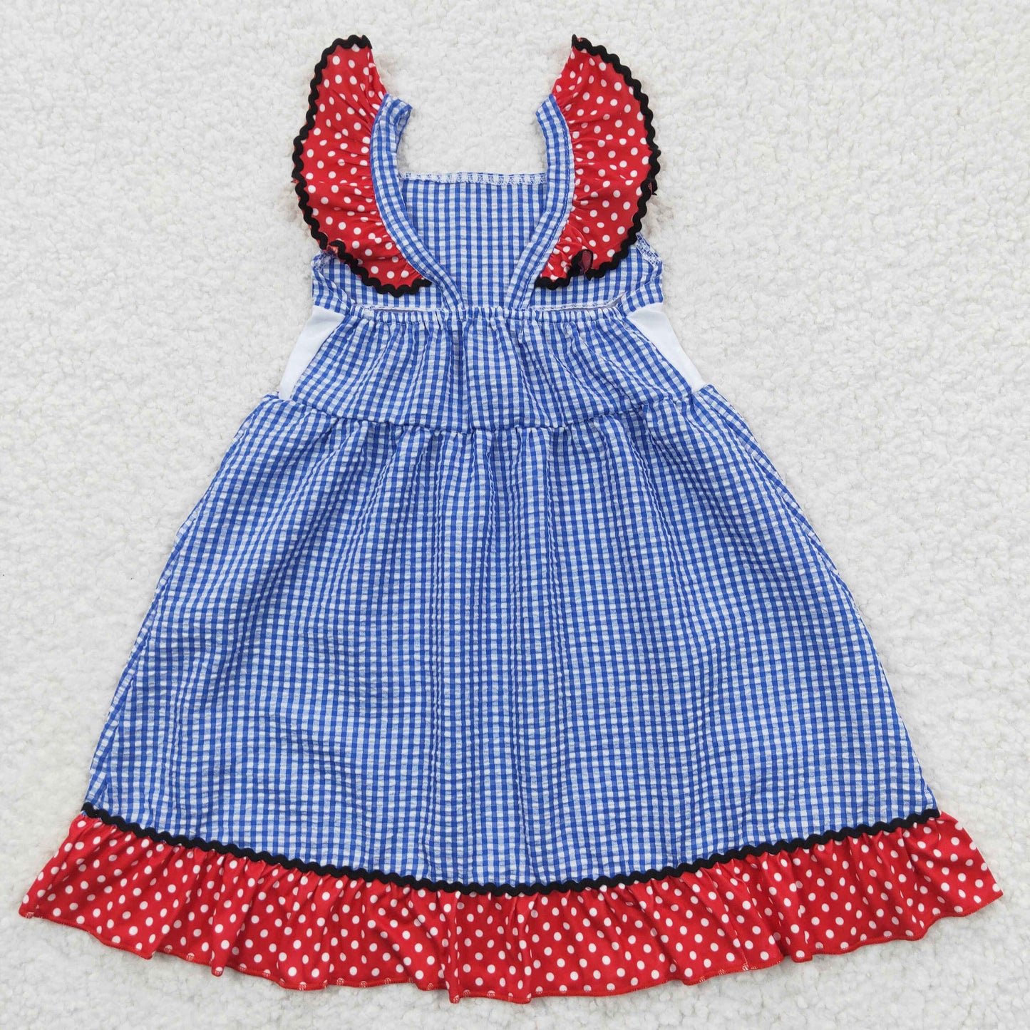 GSD0191 Girls July 4th Dress Embroidery Flag Patriotic Dresses