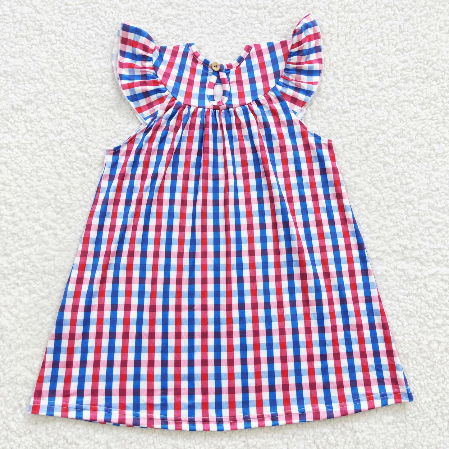 GSD0387 Girls July 4th Embroidered Flag Smock Dress