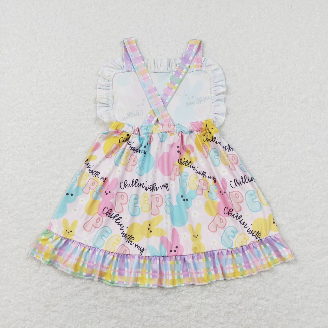 Baby Girls Easter Colorful Bunny Peeps Dress With Belt