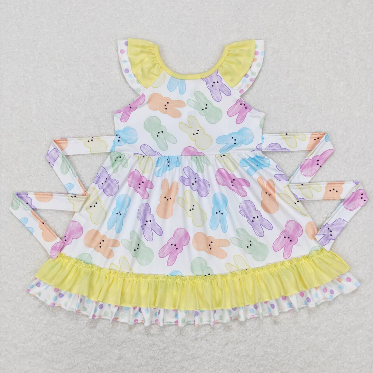 Baby Girls Easter Colorful Bunny Dress With Belt