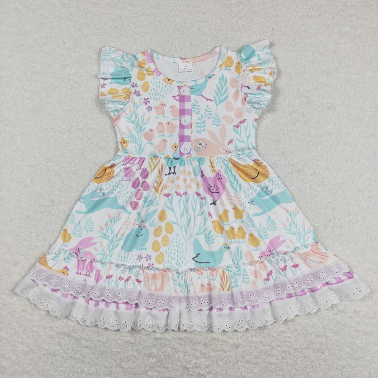 Baby Girls Easter Bunny Chicken Floral Short Sleeve Dress
