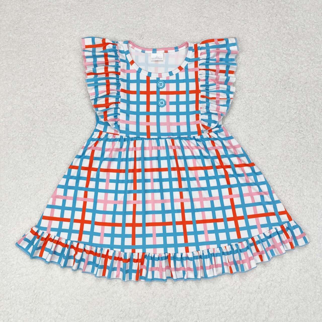 Toddler Girls Sibling Sister Pumpkin Plaid Flutter Sleeve Dress