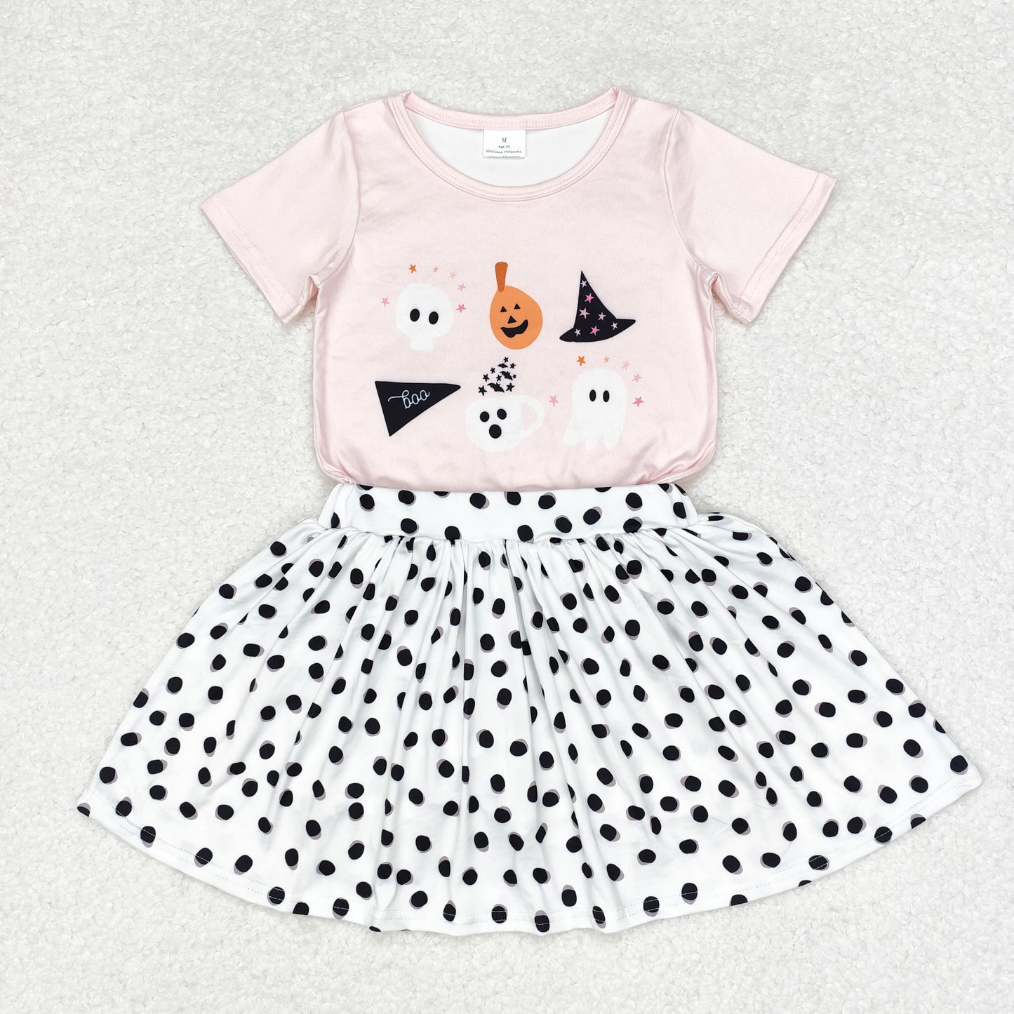 Baby Girls Halloween Pumpkin Ghost Top Skirt Set