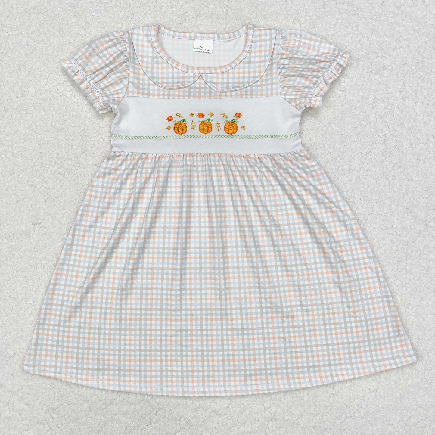 Baby Girls Embroidery Pumpkin Short Sleeve Dress
