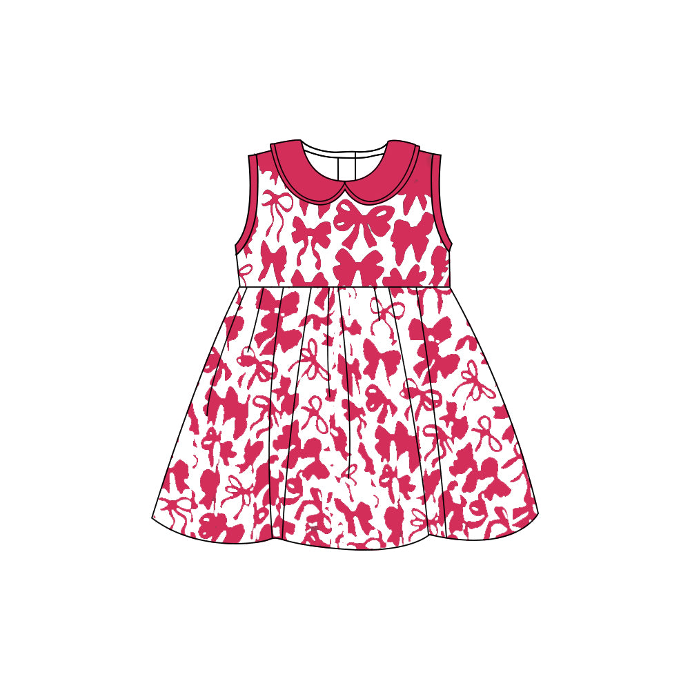 Baby Girls Pink Sleeveless Bows Valentines Dress Preorder