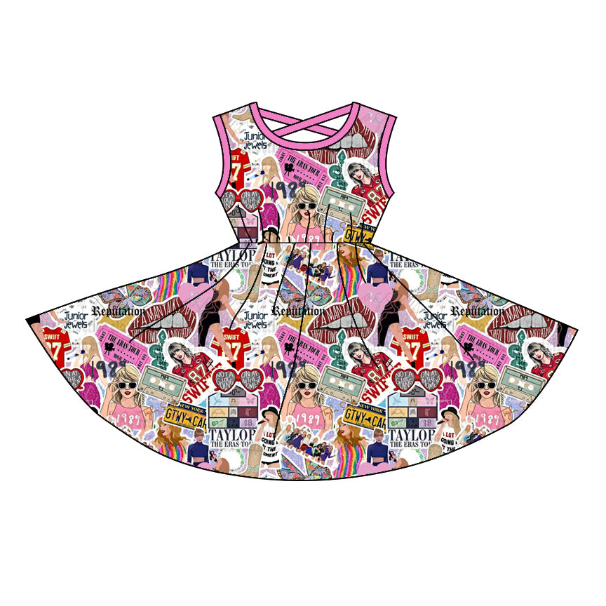 Baby Girls Pink Sleeveless Guitars Singers Dress Preorder