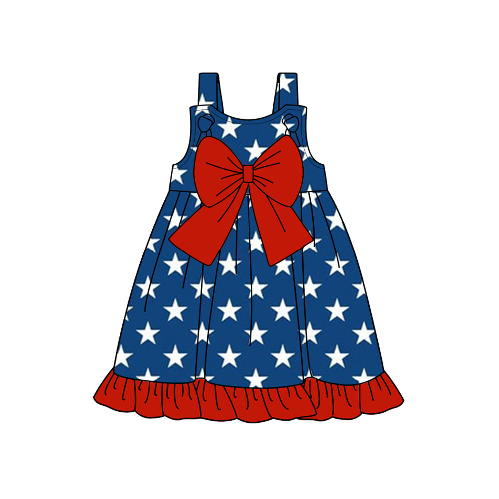 Baby Girls Strap Red Blue Bows 4th Of July Dresses Preorder