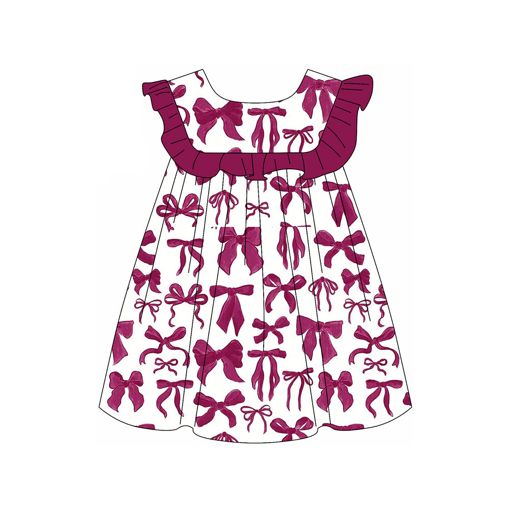 Baby Girls Hot Pink Ruffle Sleeveless Bows Valentines Dresses Preorder