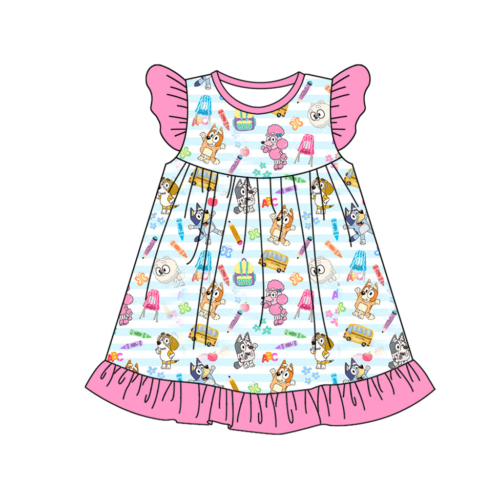 Baby Girls Pink Ruffle Sleeves Singers Rainbows Dresses Preorder