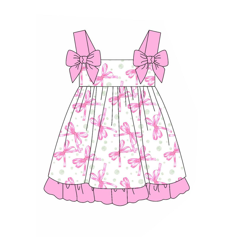 Baby Girls Pink Strap Bows Plaid Valentines Dress Preorder