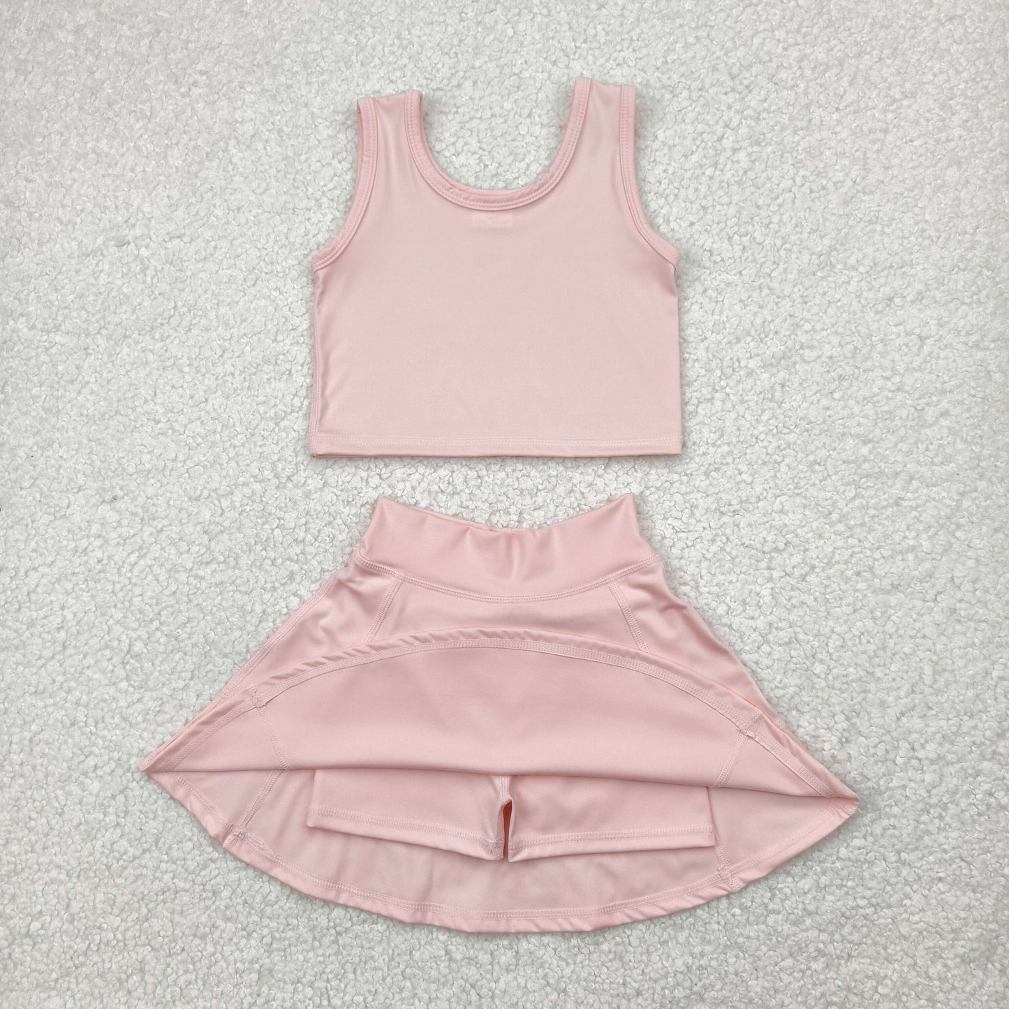 Baby Girls Active Peach Sleeveless Top Pockets Skirt Yoga Set