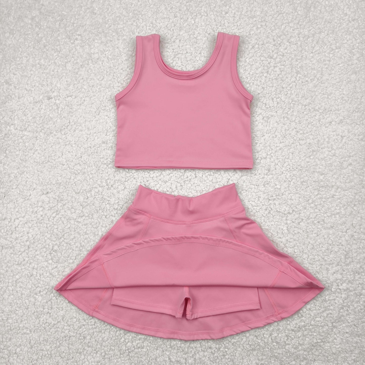 Baby Girls Active Pink Sleeveless Top Pockets Skirt Yoga Set