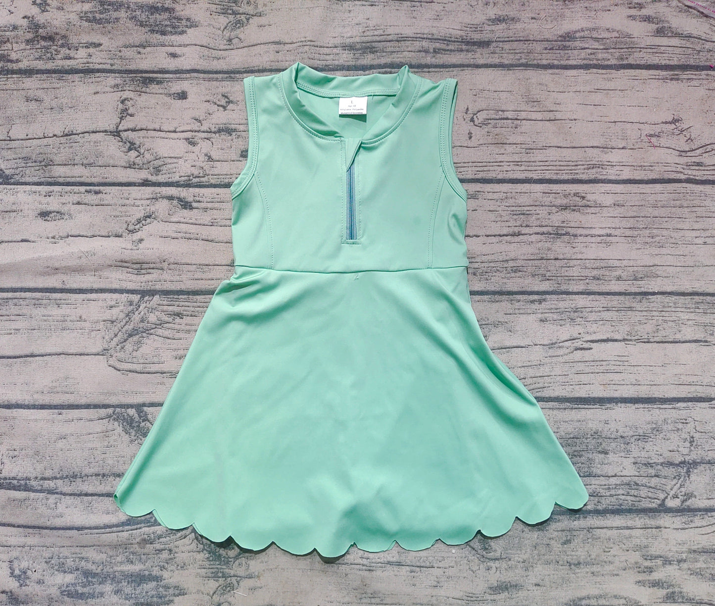 GSD2089 Baby Girls Green Sleeveless Zipper Active Dress Preorder
