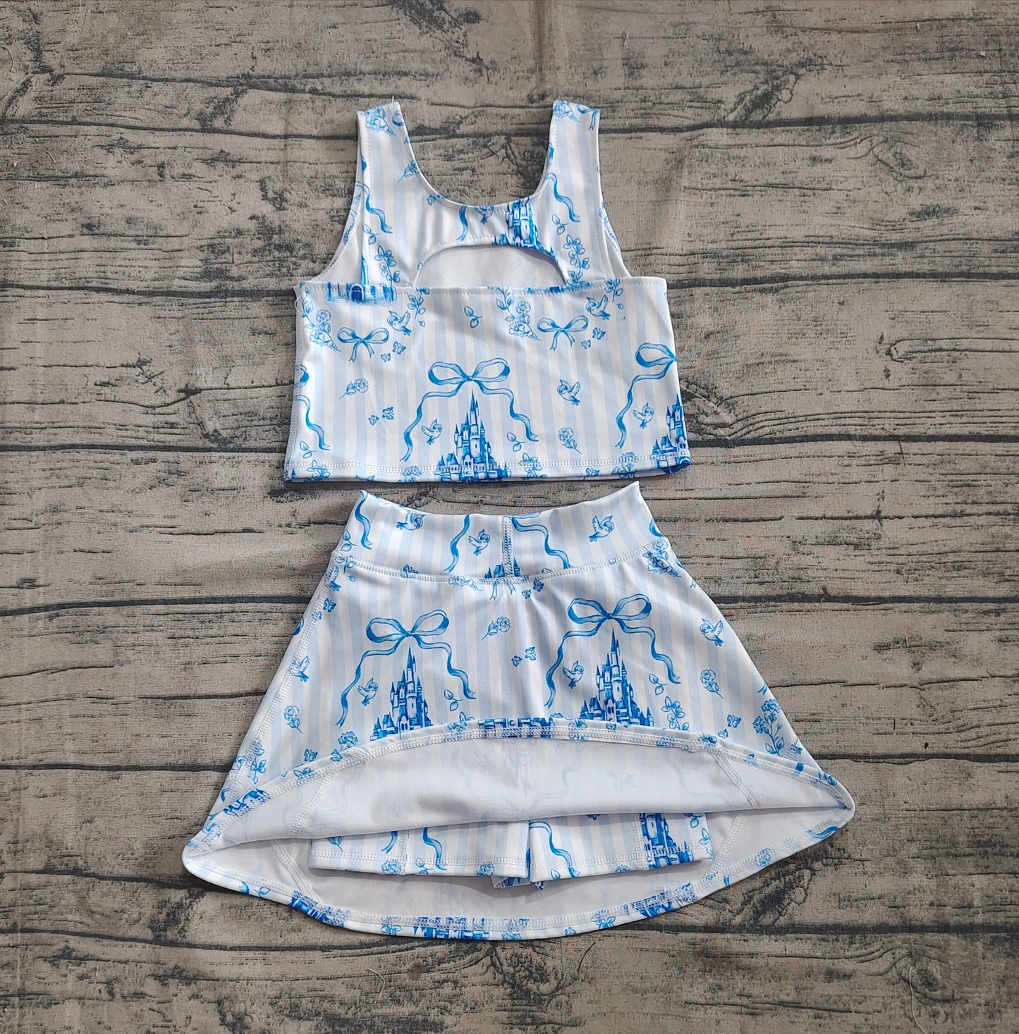 Baby Girl Active Wear Blue Castle Yoga Skort Set Preorder
