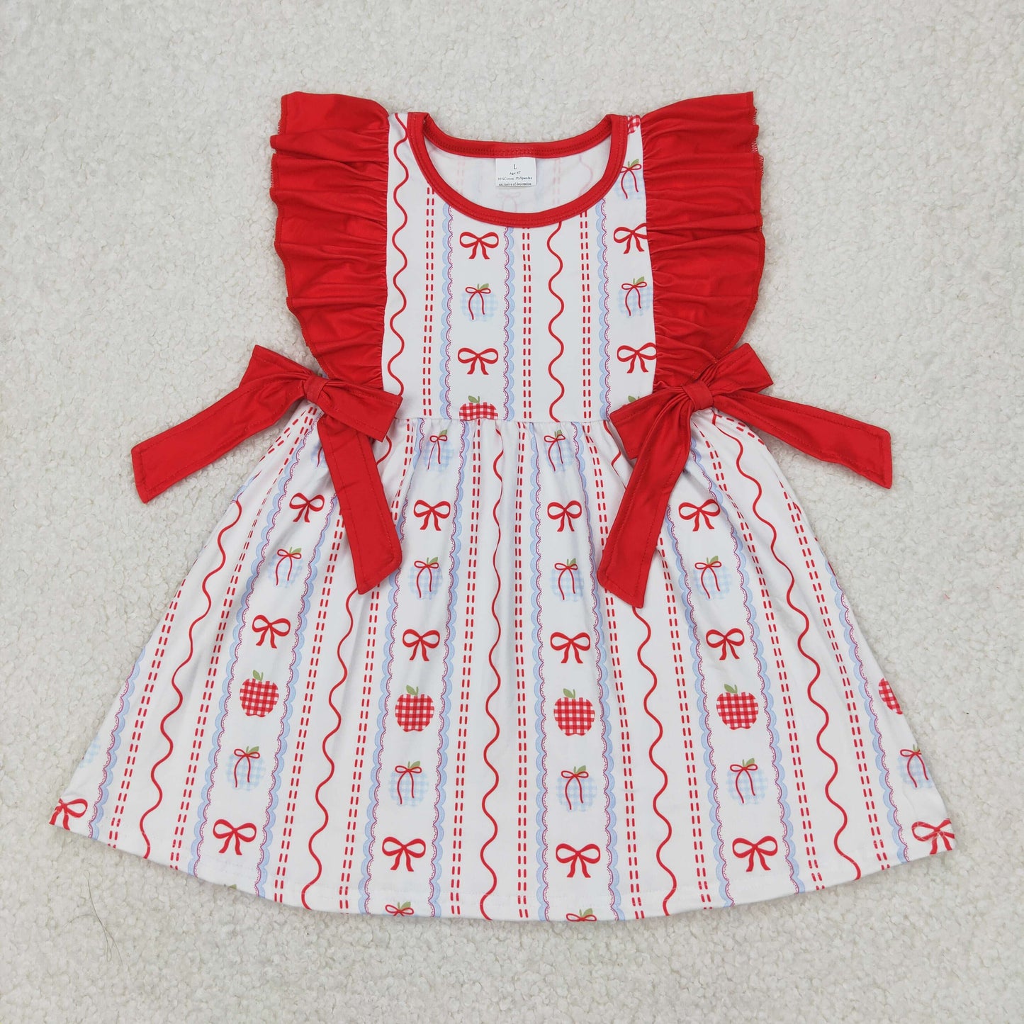 GSD2201 Baby Girls Apple Red Bow Dress