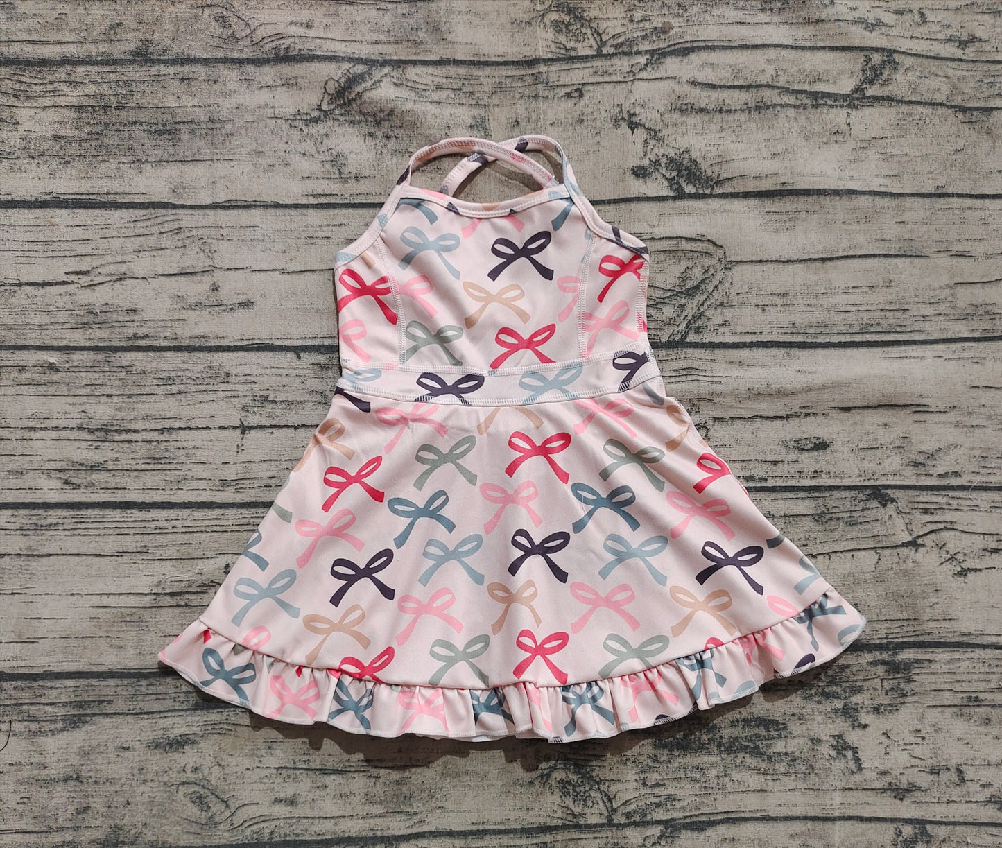 GSD2296Baby Girls Active Wear Colorful Bow Yoga Dress Preorder