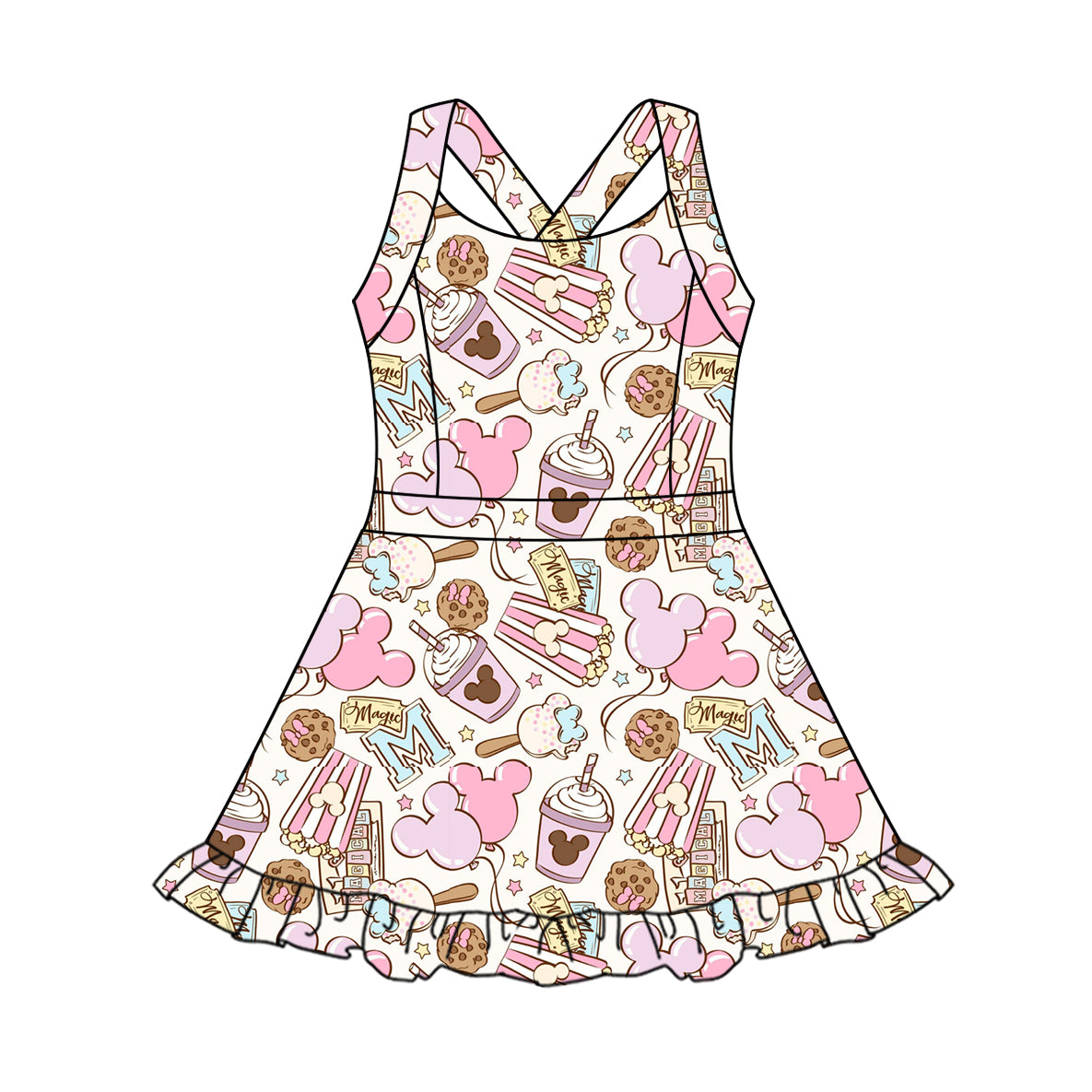 GSD2341 Baby Girls Active Wear Magic Carton Yoga Dress Preorder