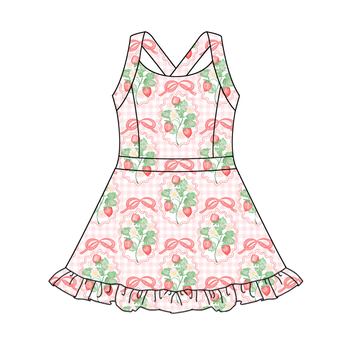 GSD2342 Baby Girls Active Wear Strawberry Yoga Dress Preorder