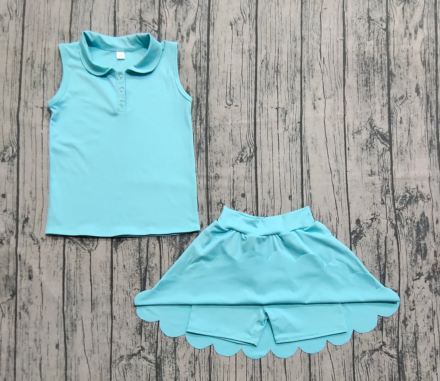 GSD2349 Kids Girls Blue Color Yoga Skort Set Preorder