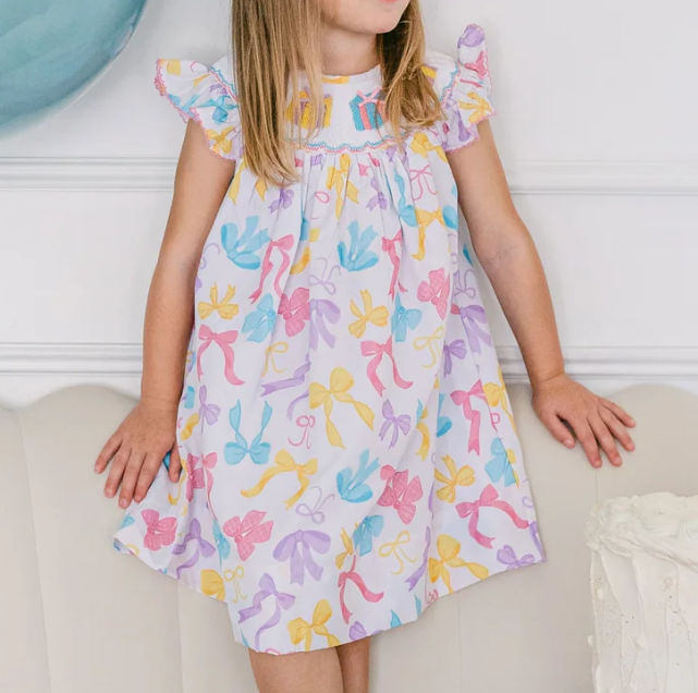 GSD2367 Baby Girls Colorful Coquette Flutter Sleeve Dress Preorder