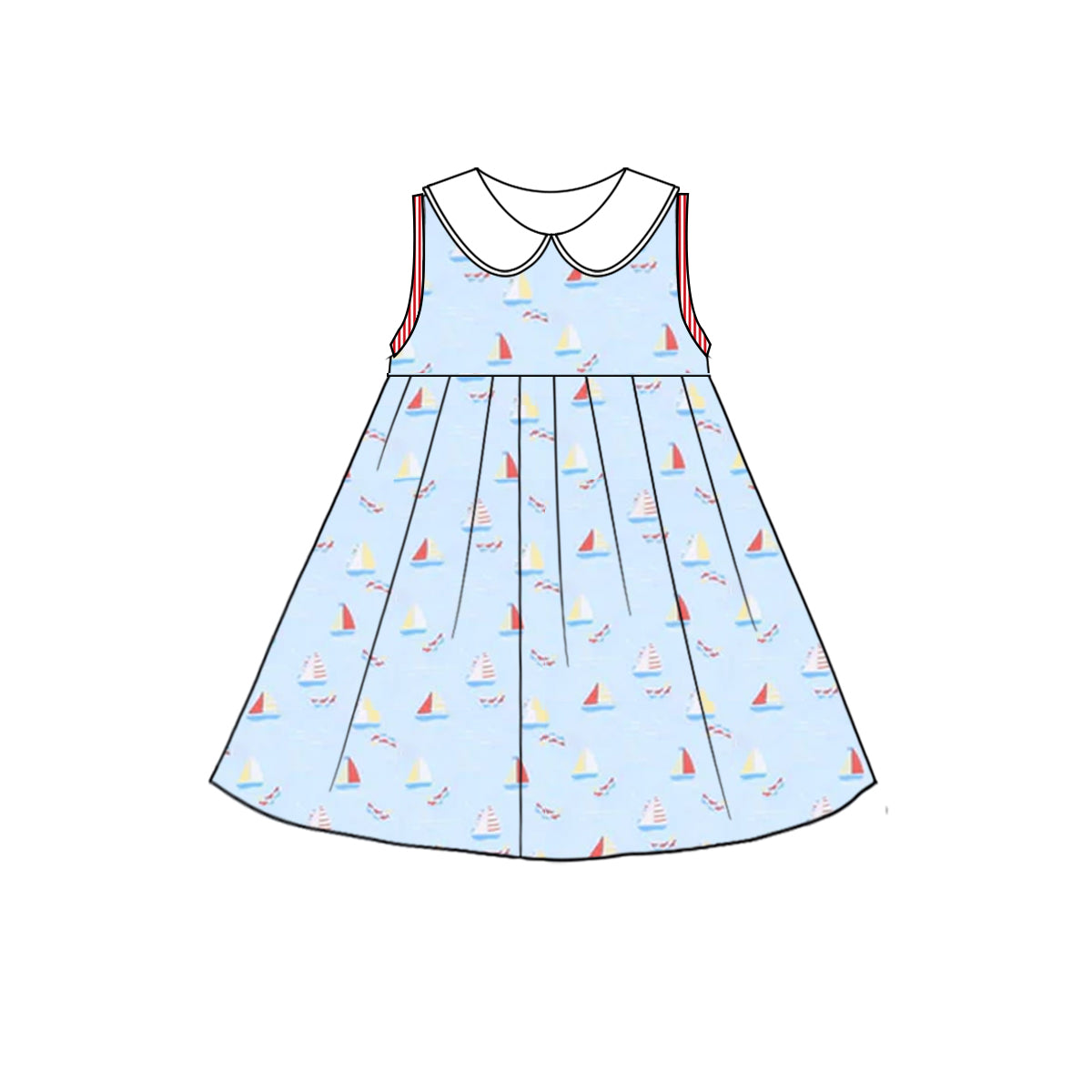 GSD2376 Baby Girls Summer Sailboat Sleeveless Dress Preorder