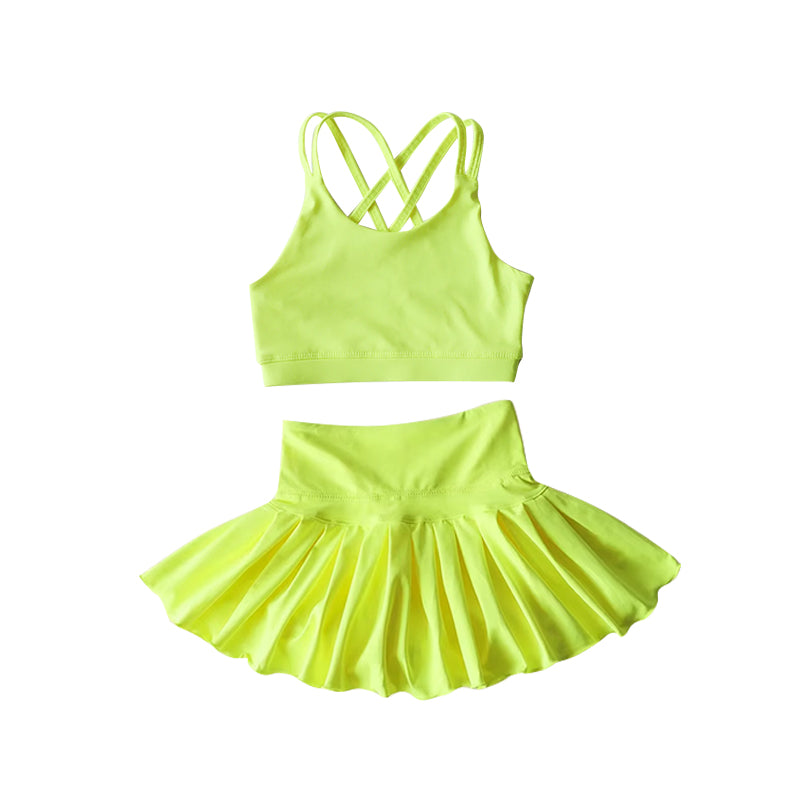 GSD2437 Baby Girls Athletic Yellow Sleeveless Active Dress Preorder