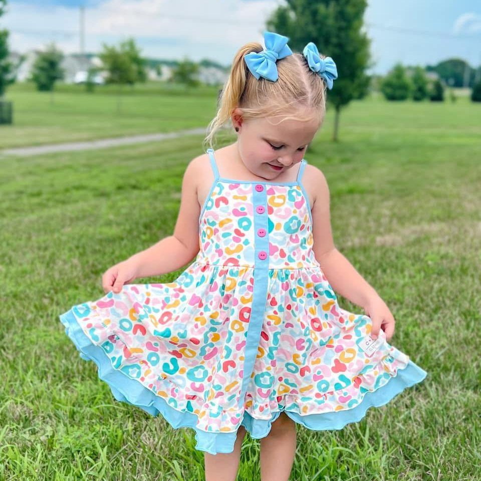 Baby Girls Summer Colorful Leopard Dress Preorder