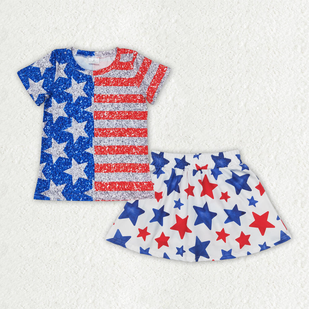 GSD2456 Baby Girls July 4th Skirt Set