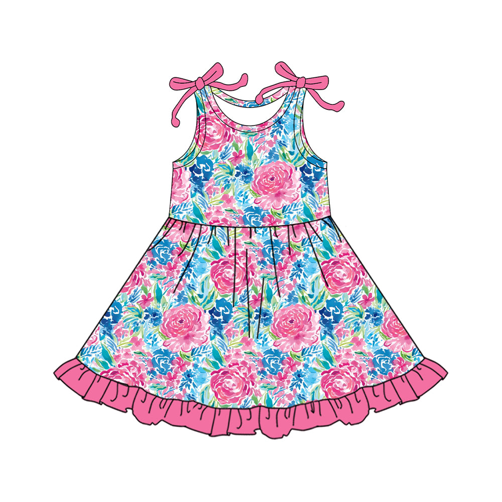 GSD2509 Baby Girls Pink Flowers Sleeveless Dress Preorder