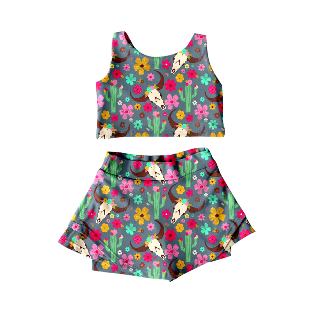 GSD2519 Baby Girls Active Wear Westen Cow Yoga Set Preorder