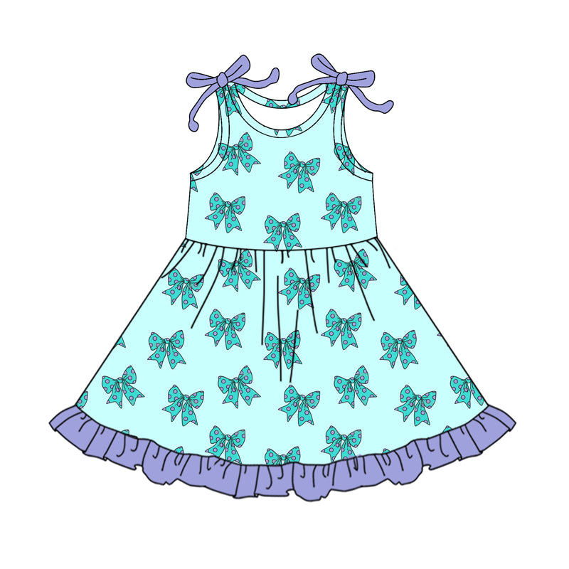 GSD2523 Baby Girls Purple Dot Bow Sleeveless Dress Preorder