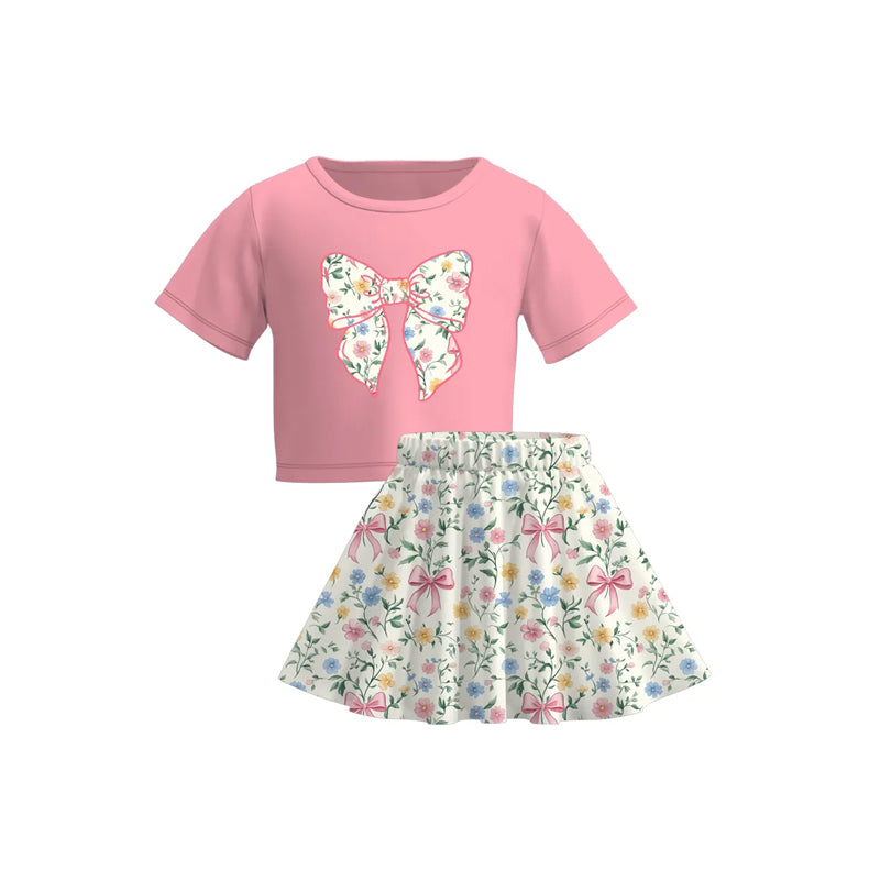 GSD2526 Baby Girls Pink Top Floral Skirt Outfit Preorder