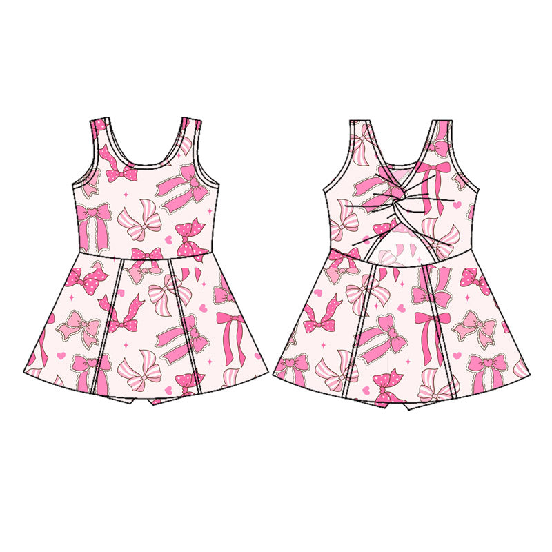 GSD2628 Kids Girls Pink Bow Yoga Dress Preorder
