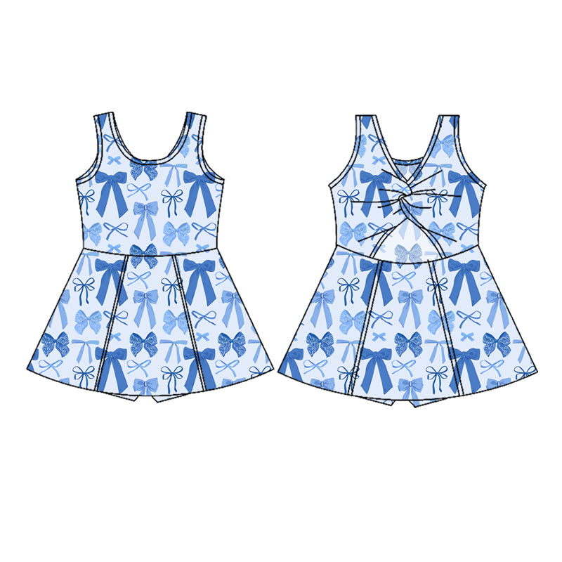 GSD2639 Baby Girls Blue Bow Sleeveeless Tank Dress preorder