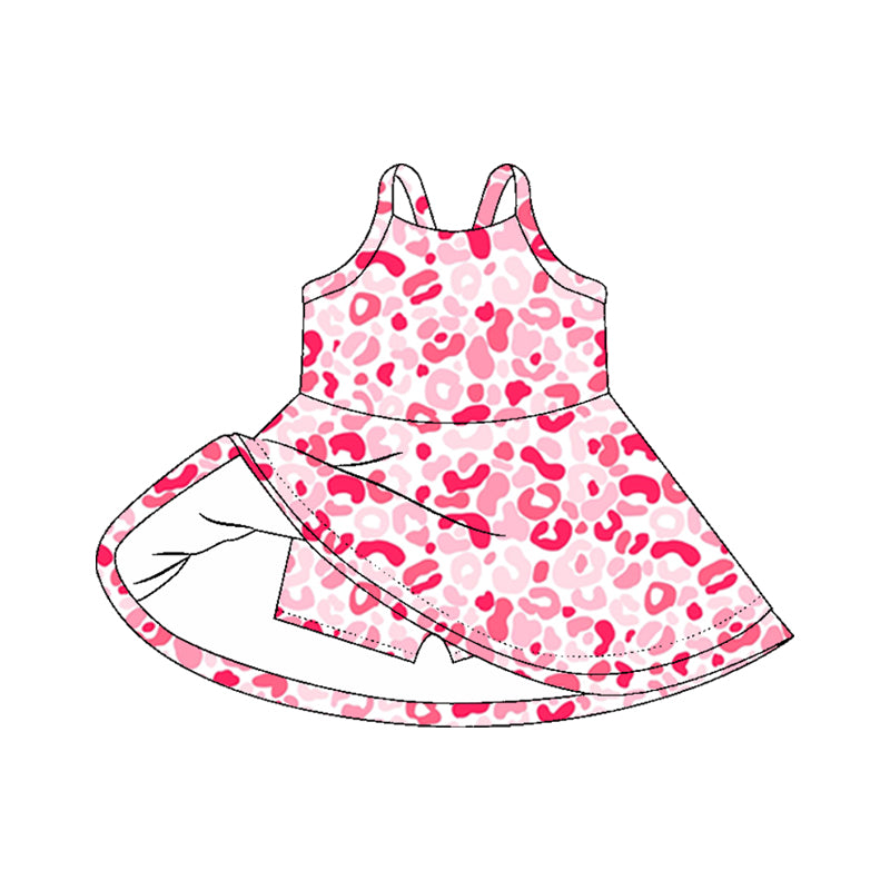 GSD2647 Baby Girls Pink Leoaprd Strpe Yoga Dress Preorder