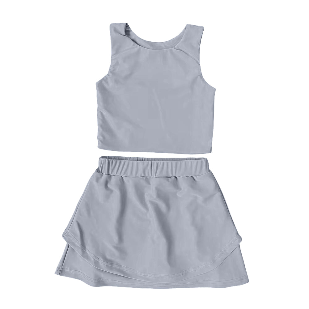 GSD2667 Baby Girls Grey Sleeveless Tank Top Skort Set Preorder