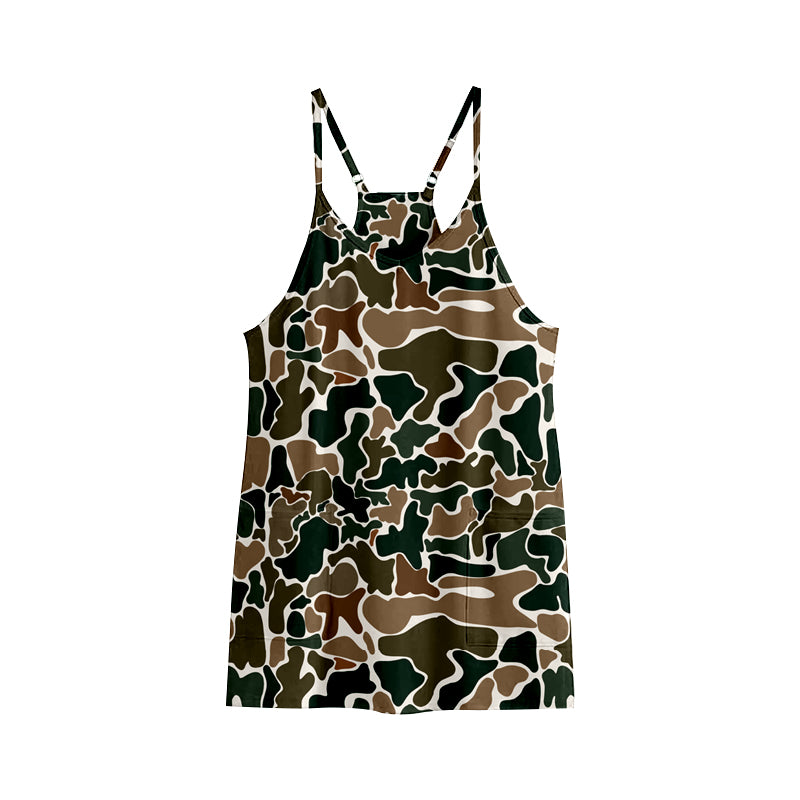 GSD2721 Baby Girls Strap Dark Brown Camo Pockets Yoga Dresses Preorder