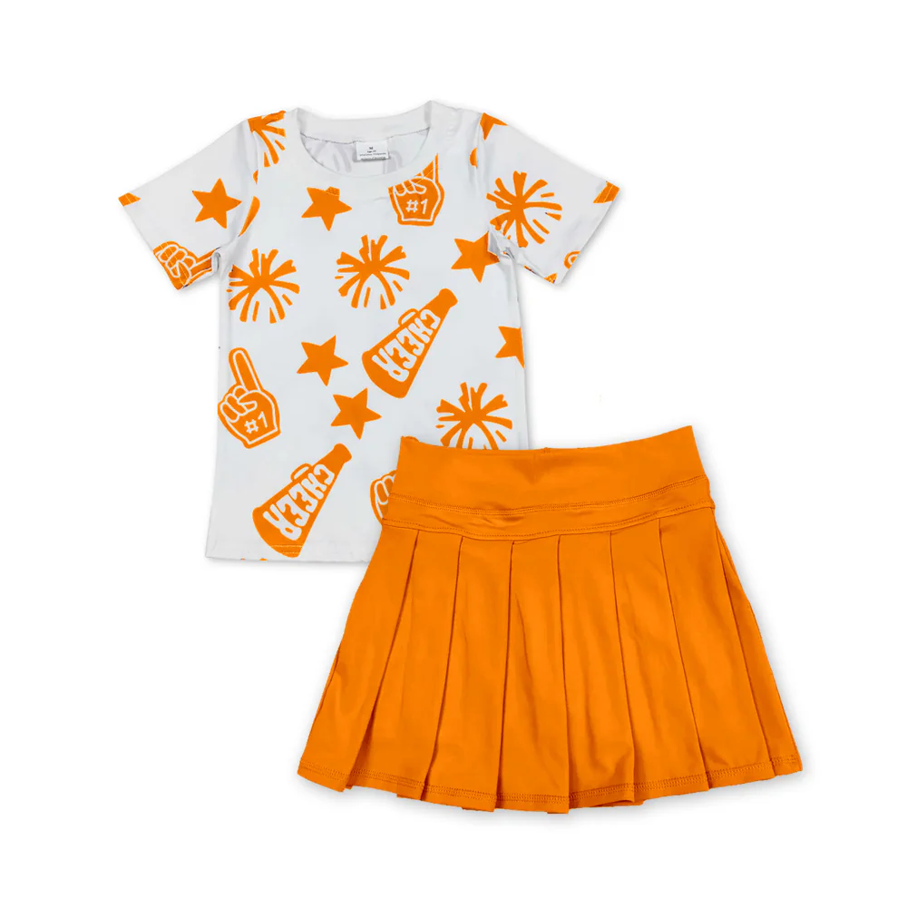 GSD2732 Baby Girls Cheer Top Orangte Yoga Skort Preorder