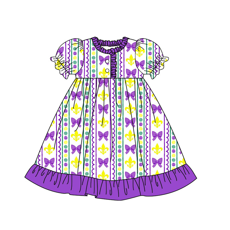 GSD2825 Baby Girls Mard Gras Short Sleeve Dress Preorder