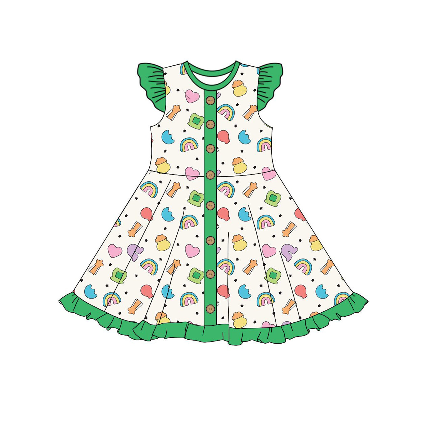 GSD2864 Baby Girls Saint Patrick Shamrock Dress Preorder