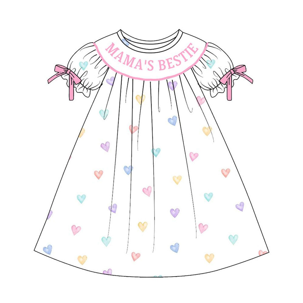 GSD3082 Mama's Bestie Heart Short Sleeve Dress Preorder