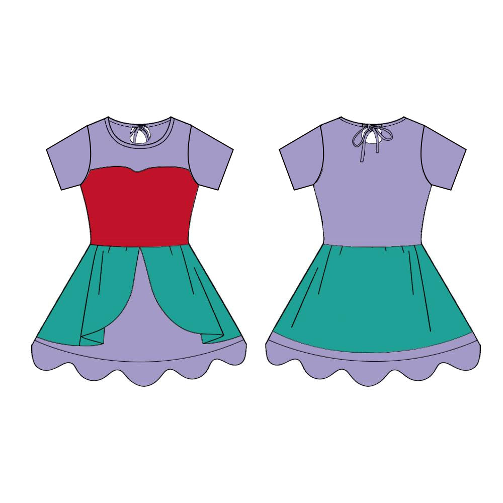 GSD3260 Baby girls Violet Red Green princess active dress preorder