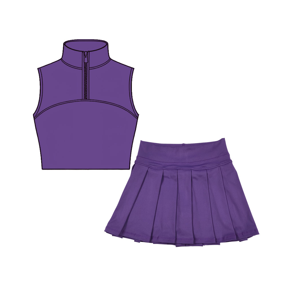 GSD3296 Baby Girls Purple Pullover Top With Skirt Active Set Preorder