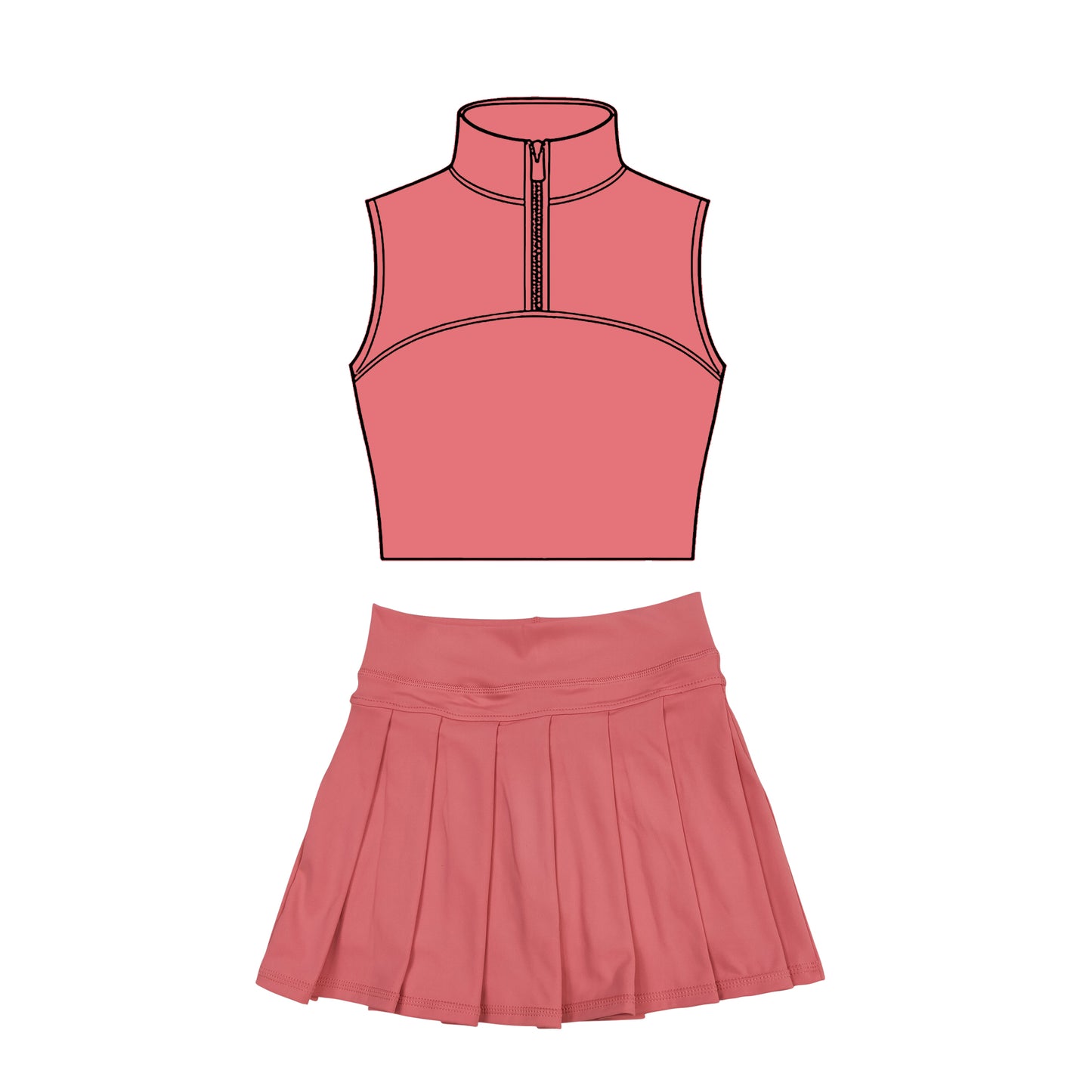 GSD3299 Baby Girls coral Pullover Top With Skirt Active Set Preorder