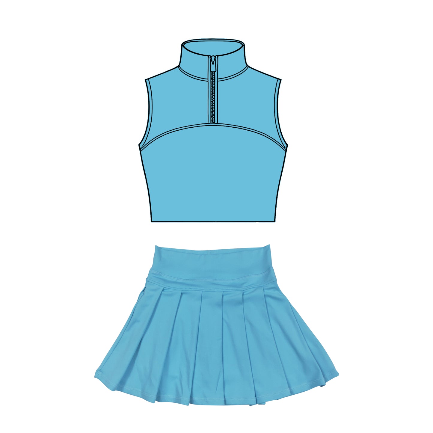GSD3301 Baby Girls Sky Blue Pullover Top With Skirt Active Set Preorder