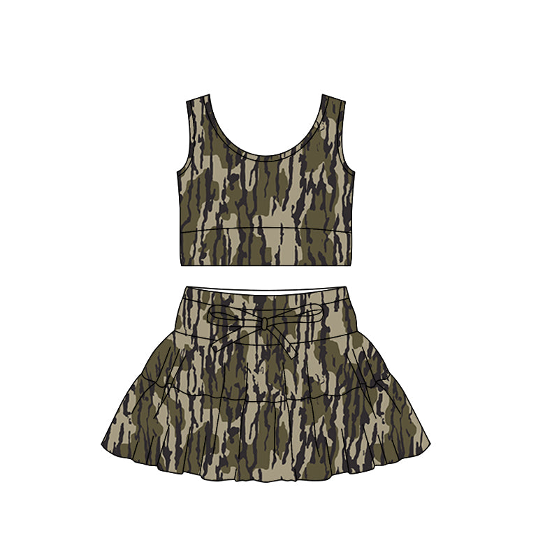 GSD3305 Baby girls bottonland camo tank top with skirt active set preorder